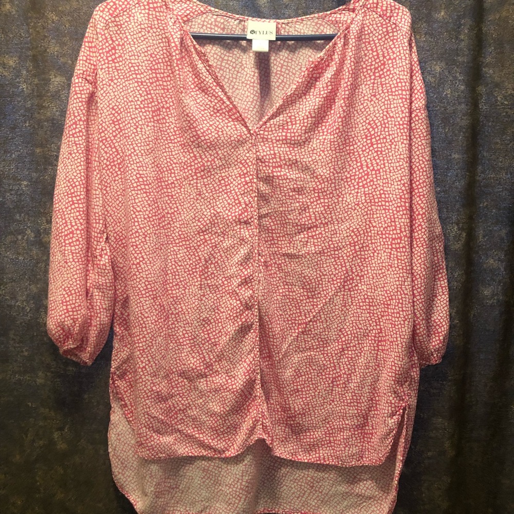 Size large pink and white blouse